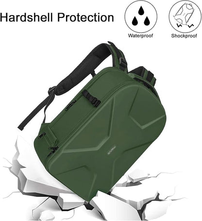 MOSISO Camera Backpack,DSLR/SLR/Mirrorless Photography Camera Bag Full Open Waterproof Hardshell Bag with Insert&Tripod Holder&Laptop Compartment Compatible with Canon/Nikon/Sony, Army Green