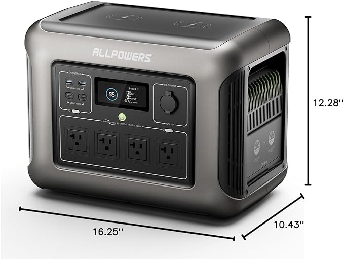 ALLPOWERS R1500 LITE Portable Power Station,1600W/1056Wh LiFePO4 Solar Generator, Solar Power with UPS Function, Fast Charging (R1500 LITE)
