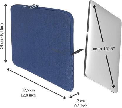 TUCANO Melange Neoprene Sleeve Compatible with MacBook Air/Pro 13" Laptop 12", 4mm Thick, Anti-Slip, Anti-Scratch - Blue
