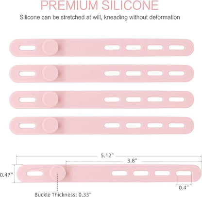 Donruby 24Pcs Silicone Cable Ties - Reusable & Washable with Locking Buckle Design, Adjustable Fastening Cable Straps, Multi-Purpose High Elasticity Cord Organizer (Pink)