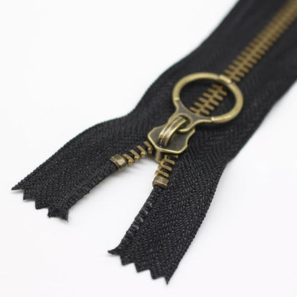 YaHoGa 10PCS 6 Inch (15cm) #5 Antique Brass Plated Metal Zippers Bulk Close End Metal Zippers for Sewing Purse Bags Crafts (#5 Anti-Brass)