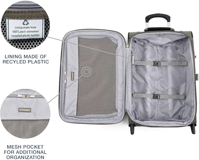 Travelpro Maxlite 5 Softside Expandable Upright 2 Wheel Carry-on Luggage, Lightweight, 22-Inch — Slate Green