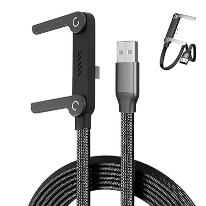 2-in-1 Invisible Holder Charger Cable — Fast Charging Cord with Built-in Phone Stand, 5ft 240w Braided Fast Charging Cord Charge Cable for Phone,Tablets,Laptops (USB-A to Type-C (65W))