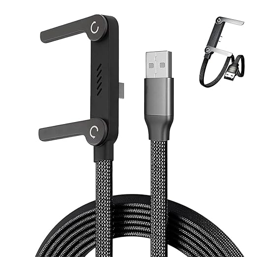 2-in-1 Invisible Holder Charger Cable — Fast Charging Cord with Built-in Phone Stand, 5ft 240w Braided Fast Charging Cord Charge Cable for Phone,Tablets,Laptops (USB-A to Type-C (65W))