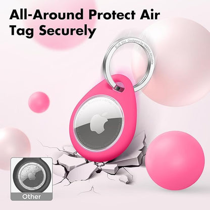UNBREAKcable 4 Pack Holder for Apple AirTag [Fit Tightly Design] [Hold Air Tag Securely] [Easy to Install] Protective Case Waterproof TPU Shell with 304 Stainless Steel Key Ring Keychain, 4 Color