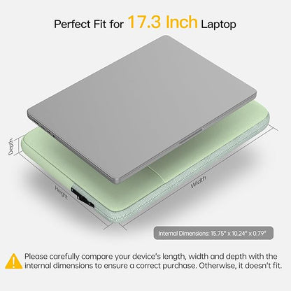 Laptop Sleeve Case 17 inch, Padded Shockproof Travel Carrying Bag for HP 17.3 inch Laptop, Pavilion 17, Envy 17 17t, Lenovo ideapad 17, Dell Inspiron 17 Water-Resistant Computer Cover -Green