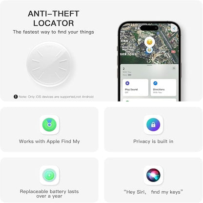 Car GPS Tracking Device for Vehicles, Cars etc,2 PCS Real Time Mini Hidden Car Tracker with Waterproof Case, Work with Find My (iOS Only), No Monthly Fee
