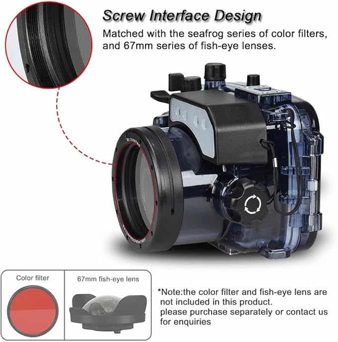 Sea Frogs Waterproof Camera Housing Compatible with Sony RX100 VI IPX8 40m/130ft Maximum Diving Depth Underwater Camera Case for Diving, Surfing, Rowing, Skiing