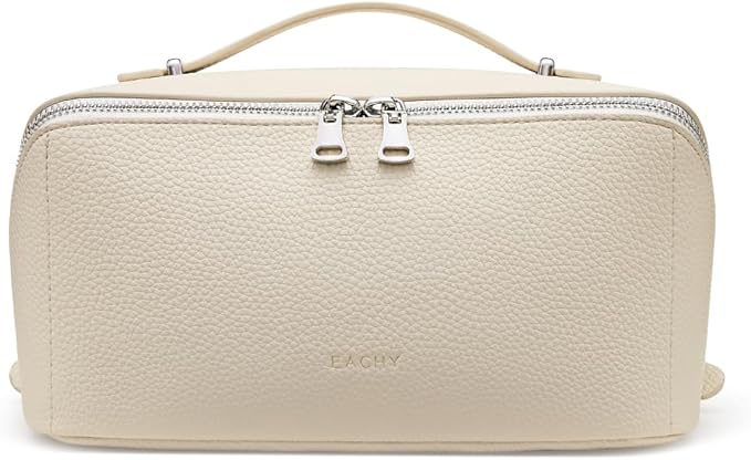 EACHY Travel Makeup Bag,Large Capacity Cosmetic Bags for Women,Waterproof Portable Pouch Open Flat Toiletry Bag Pattern Makeup Bag