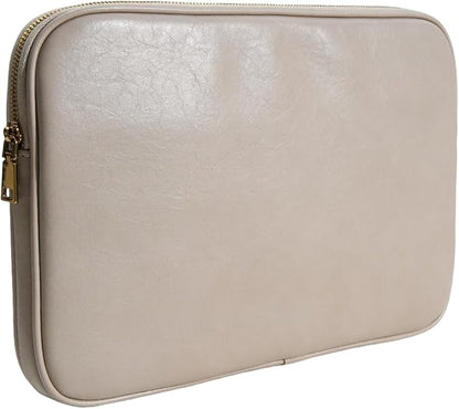 PU Leather Padded Laptop Sleeve Bag 13Inch Compatible with 2024 MacBook Air 13.6 A3113 M3 A2681,New MacBook Pro 13 M2 A2686 with Charger Pouch Color Sand