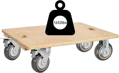 uyoyous 6 Inch Caster Wheels Set of 4, 1653 Lbs Heavy Duty Casters, No Noise Swivel Plate Casters Wheels for Cart, Dolly, Workbench, Toolbox, Chicken Coop (2 with Brakes & 2 without)