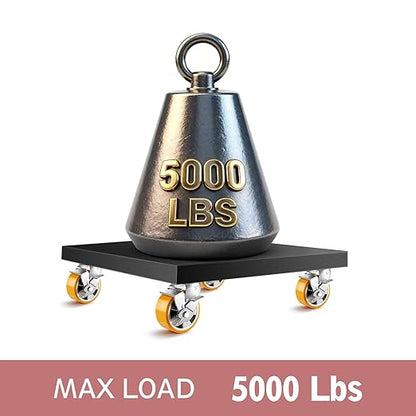 5 Inch Heavy Duty Casters Set of 4, Industrial Locking Casters 5000lbs Load Capacity, Plate Swivel Castor Wheels for Heavy Duty Carts, Workbench, Equipment, Platform Truck (Orange)