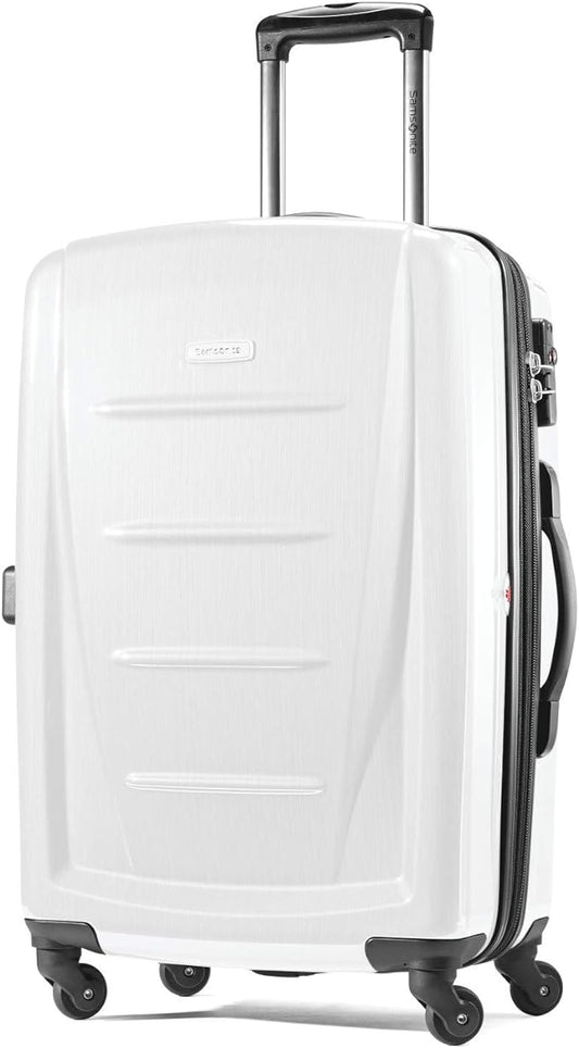 Samsonite Winfield 2 Hardside Expandable Luggage with Spinner Wheels, Checked-Medium 24-Inch, Brushed White