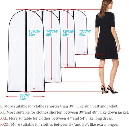 Garment Bags for Hanging Clothes 24'' x 40'' (Set of 6) suit bags for closet storage Covers for Closet with Study Full Zipper for Jacket Storage Clothes and Travel