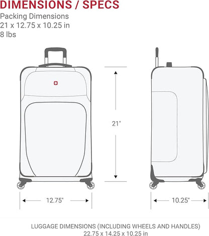 SwissGear Sion Softside Expandable Luggage – Carry-On Suitcase with 360 Degree Wheels & Retractable Handle – 21 Inch, Perfect for 1-3 Night Trips – Merlot