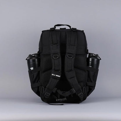 WOLFpak 45L Athletic Gym Backpack - Durable 1000D Waterproof Oxford Material with MOLLE Webbing, Laptop Pocket & Dual Cup Holders, Durable Fitness/Travel/Military Daypack (Alpha Black)