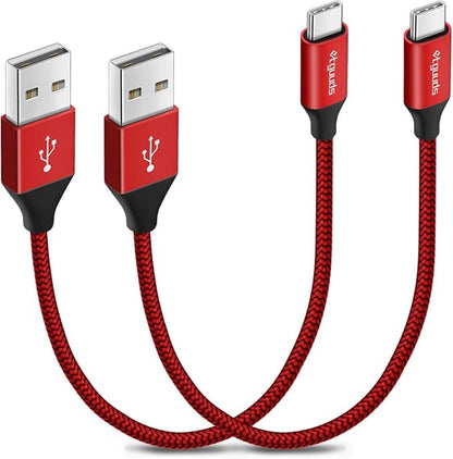 etguuds USB to USB C Cable 1ft, 2-Pack Short USB A to Type C Charger Cord Fast Charging for Samsung Galaxy A17 A16 A15 A26 A36 A56, S25 S24 S23 S22 S21 S20 S10 Note 20, for iPhone 17 16 15, Moto
