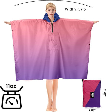 Bruvoalon 3-in-1 Rain Poncho with 1/4 Zip & Chest Pocket, Waterproof, Sunshade, Ground Mat for Adults & Youth Emergency