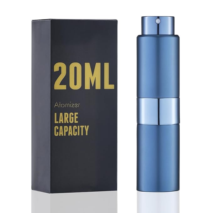 Perfume Travel Refillable Atomizer Bottle: Cologne Spray Mini for Refill - Empty Fragrance Sprayer for Men - Large Size 20ML Blue