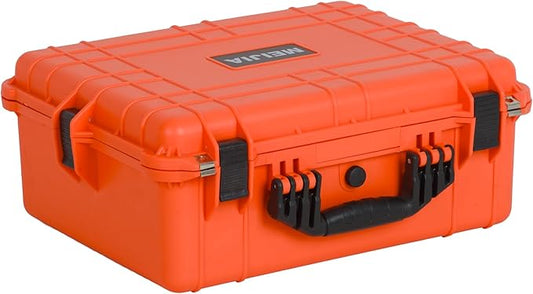 MEIJIA Portable All Weather Waterproof Protective Hard Case,Compact Camera Case with Customizable Fit Foam,Fit Use of Drones,Camera,Equipments, 20.62 x16.85x8.11inches(Orange)