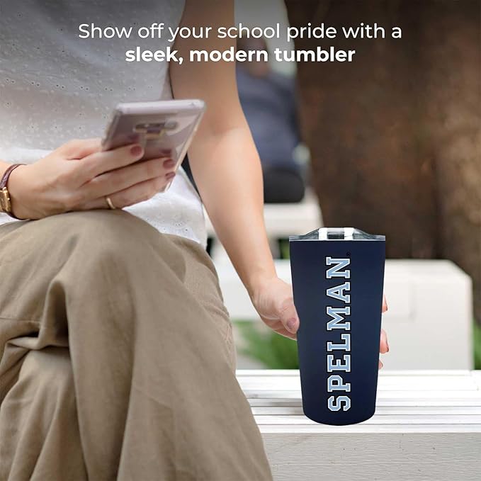 Campus Colors NCAA Stainless Steel Tumbler perfect for Gameday - 18 oz - Double Walled - Keeps Drinks Perfectly Insulated (Spelman College - Navy)