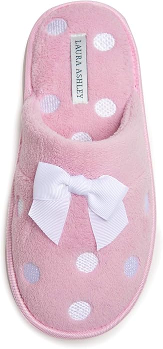 Laura Ashley Ladies Embroidered Soft Terry Scuff Slipper