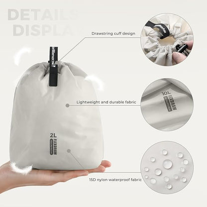 3 Set Packing Cubes for Travel, Ultralight Luggage Organizer Bags Waterproof Storage Bag, Multiple Sizes Reusable Drawstring Bags Used Essential for Gym Swim (Grey)