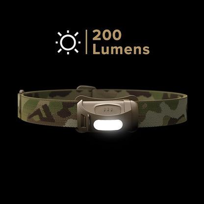 Princeton Tec Fred Headlamp 200 Lumens Dimmable Ultrabright White LED, IPX4 Water Resistance and 41 Hour Burn Time, Perfect for Hiking, Camping, Hunting, Fishing, and Safety Preparedness, Multicam