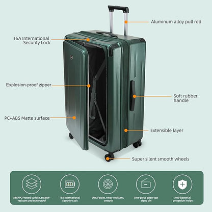 Premium Carry On Luggage, 20Inch+29 Inch Top Opening Airline Approved ABS+PC Hard Shell Suitcases with Silent Wheels, TSA Lock,Front Pocket and Wet-dry Separated Six-piece Set