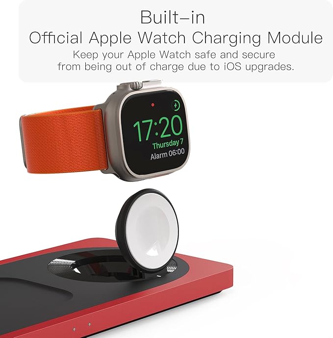 3-in-1 Charging Station for Apple Devices: Used for iPhone and Watch Charging Station with Magsafe Charger Stand, Wireless Charger for iPhone 17 Air 16 15 14 13 Series, Apple Watch Ultra, AirPods Pro