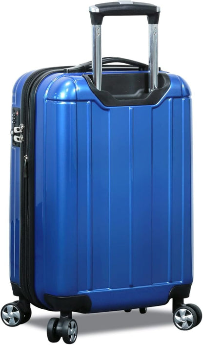 World Traveler Contour 20-Inch Carry-On Polycarbonate Hardside Expandable Spinner Luggage with TSA Lock - Blue