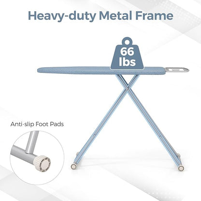 COSTWAY Foldable Ironing Board, 57" x 16.5" Heavy-Duty Ironing Stand w/ 7 Adjustable Heights, Iron Rest, Resistant Fabric, Sturdy Metal Legs, Compact & Space Saver Iron Table for Home, Laundry Room