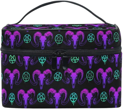 Makeup Bags, Goth Skull Makeup Organizer Bags Toiletry Bag Box Travel Cosmetic Bag Make Up Train Case for Women Teen Girl Ladies