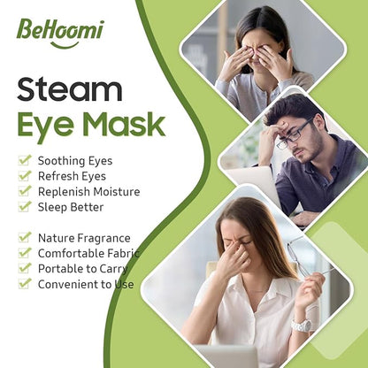 20 Packs Steam Eye Mask, Heated Eye Mask Warm Compress for Eyes, Disposable Self Heating Steam Mask Sleep, Spa, Travel Essentials & Relaxation Gifts for Women, Stocking Stuffers (Green Tea)