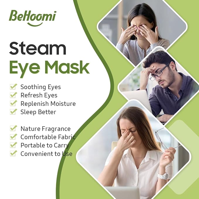 Steam Eye Mask, 10 Packs Heated Eye Mask, Self Heating Disposable SPA Warm Compress for Eyes Sleep Mask, Travel Essentials & Relaxation Gifts, Stocking Stuffers (Green Tea Scent)