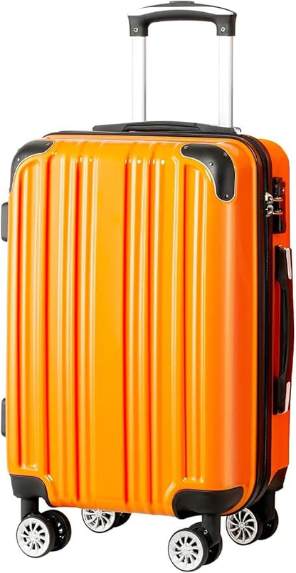 Coolife Luggage Expandable(only 28") Suitcase PC+ABS Spinner 20in 24in 28in Carry on (orange new, L(28in))