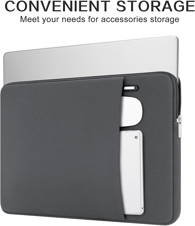 RAINYEAR 13 Inch Laptop Sleeve Compatible 13.3" MacBook Air/Pro M1 M2 M3 M4 A3240 A3113 A2681 A2337 A1932 A2179 A2338 A1706 A1708 Case Bag with Front Pocket Accessories Pouch (Gray, Upgraded Version)