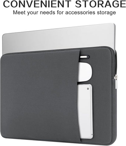 RAINYEAR 13 Inch Laptop Sleeve Compatible 13.3" MacBook Air/Pro M1 M2 M3 M4 A3240 A3113 A2681 A2337 A1932 A2179 A2338 A1706 A1708 Case Bag with Front Pocket Accessories Pouch (Gray, Upgraded Version)