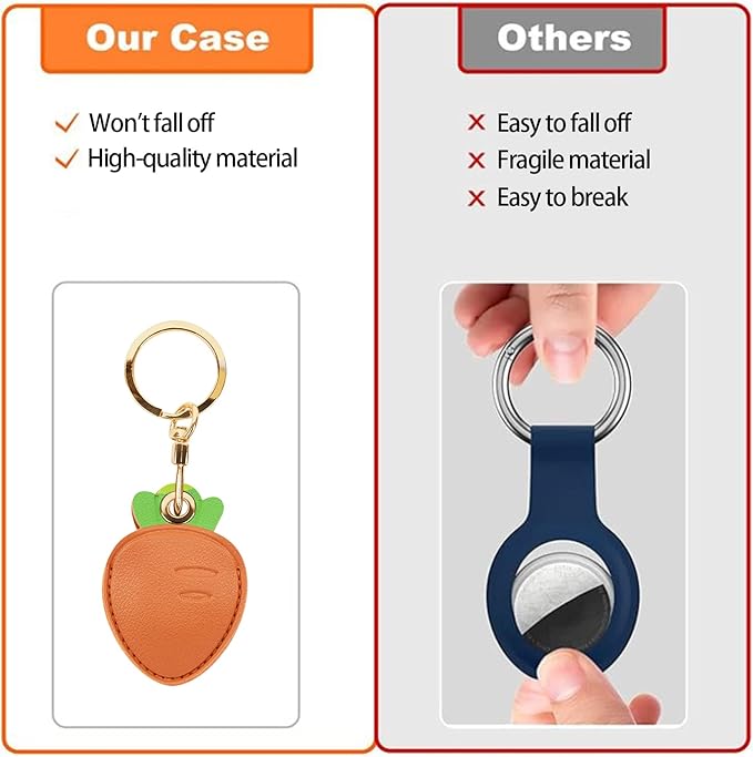 Leather Keychain Case Holder Compatible with Apple AirTag, GPS Airtag Keychain Finder Tracker with Key Ring, Anti-Scratch Protective Air Tag Cover