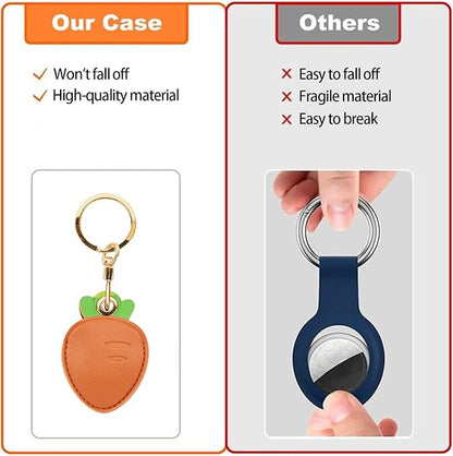 Leather Keychain Case Holder Compatible with Apple AirTag, GPS Airtag Keychain Finder Tracker with Key Ring, Anti-Scratch Protective Air Tag Cover