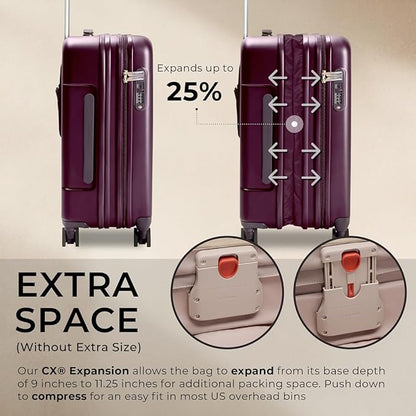 Briggs & Riley Sympatico Hardside Luggage Collection, Plum, 21" Global Carry-On, Sympatico Hardside Luggage