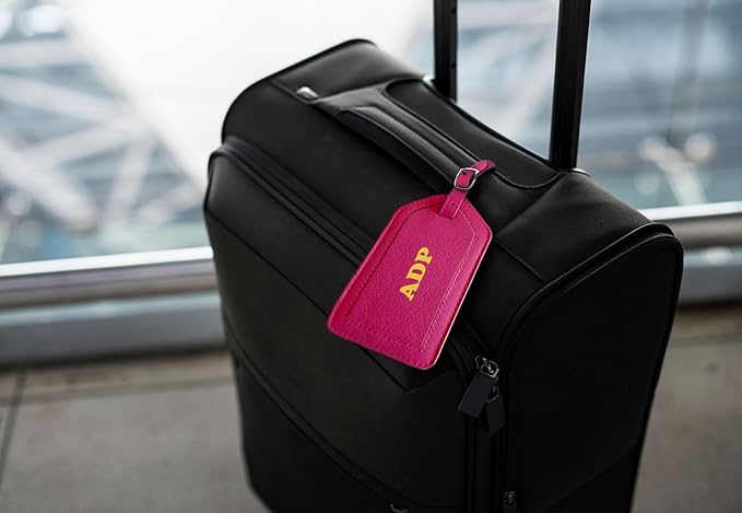 Personalized Monogrammed Leather Luggage Tags - 3 Pack