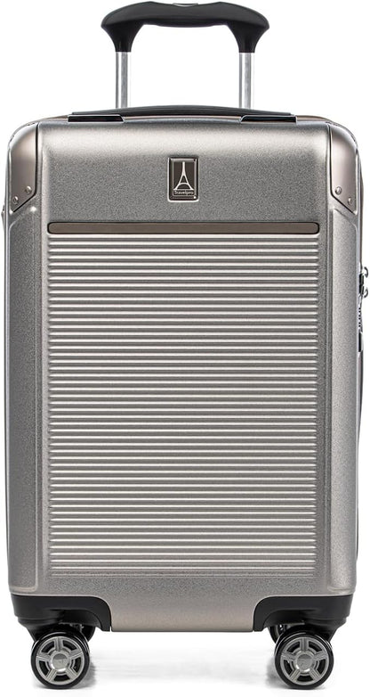 Travelpro Platinum Elite Hardside Expandable Carry on Luggage, 8 Wheel Spinner, TSA Lock, Hard Shell Polycarbonate Suitcase, Metallic Sand, Carry on 21-Inch