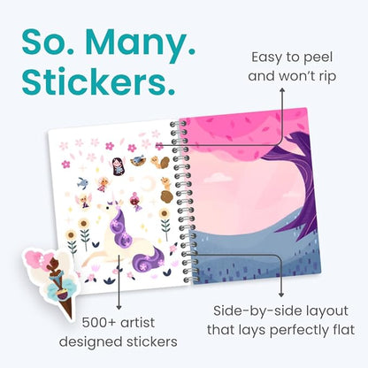 Cupkin Princess Sticker Book Activity for Kids, A Magical World by Cupkin, Toddler Airplane Travel Essentials, 500+ Stickers for Kids 12 Scenes + Coloring Book Pages, Princess Gift, Crafts Ages 2-8