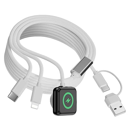 3 in 2 Charger Cable for Apple Watch, Fast Phone Watch Charger USB C Multi Fast Charging Cable Compatible with iWatch Ultra/SE/10/9/8/7/6/5/4/3/2/1 & iPhone 16/15/14/13/12,6ft (White)