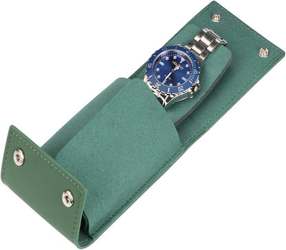 Leather Watch Pouch - Travel Watch Case with Velvet Lining, Protective Storage for Both Men and Women | Christmas Gift for Business Travel and Office Occasions (Single Watch Box)