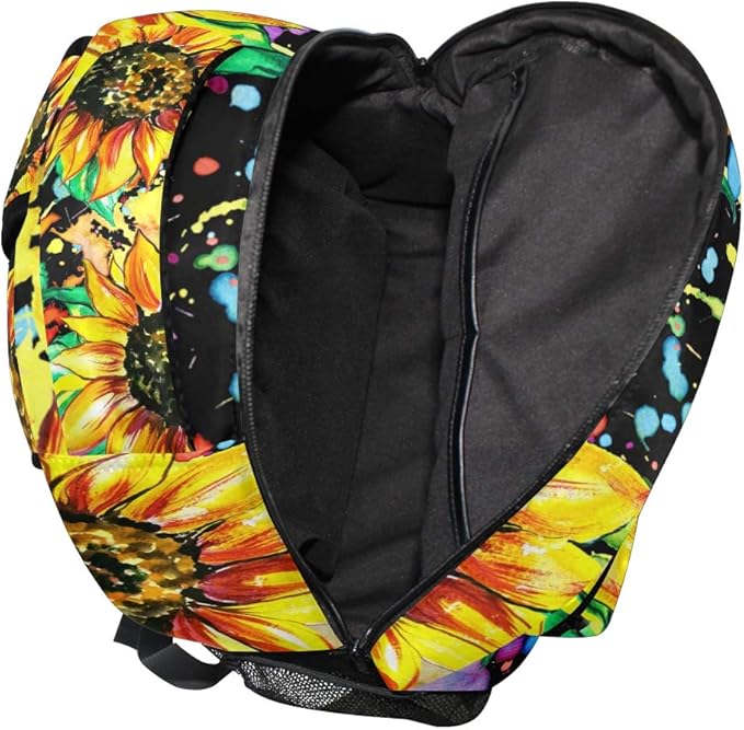 ALAZA Watercolor Sunflower Painting Stylish Backpack Purse for Women Girls Kids Student Personalized Laptop iPad Tablet Travel School Bag with Multiple Pockets