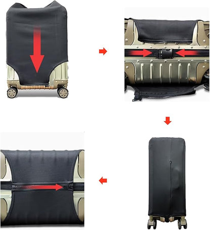 WUJIAONIAO Travel Luggage Cover Baggage Suitcase Cover Protector Skins 18-32 Inch (Pure Black, M (for 22-24 inch luggage))