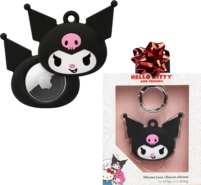 iFace Sanrio Friends Special Edition Silicone Protective Cover [ Compatible with Apple AirTag ][Cute Character Case] [Carabiner Keychain Clip Included] - Kuromi