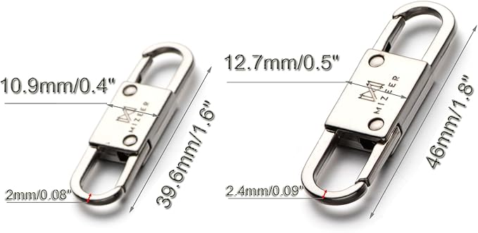 Mizeer 2 Size Clip Theft Deterrent - Anti Theft Zipper Clips Keep Zipper Closed - Silver for Backpacks, Purses (4pcs)
